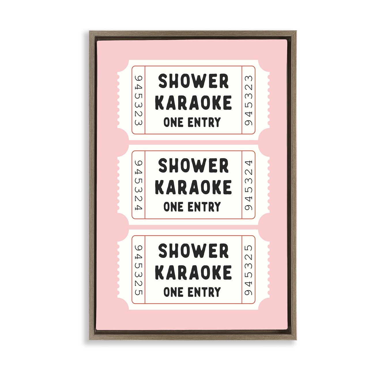 Stupell Industries Pink Shower Karaoke Tickets Floating Frame, design by Lettered and Lined
